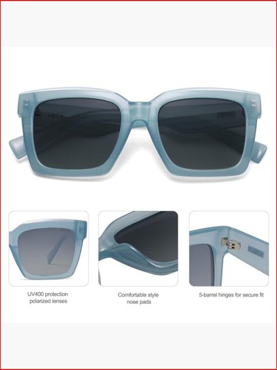 Trendy Square Polarized Sunglasses UV400 Protection Retro Plastic Frame
